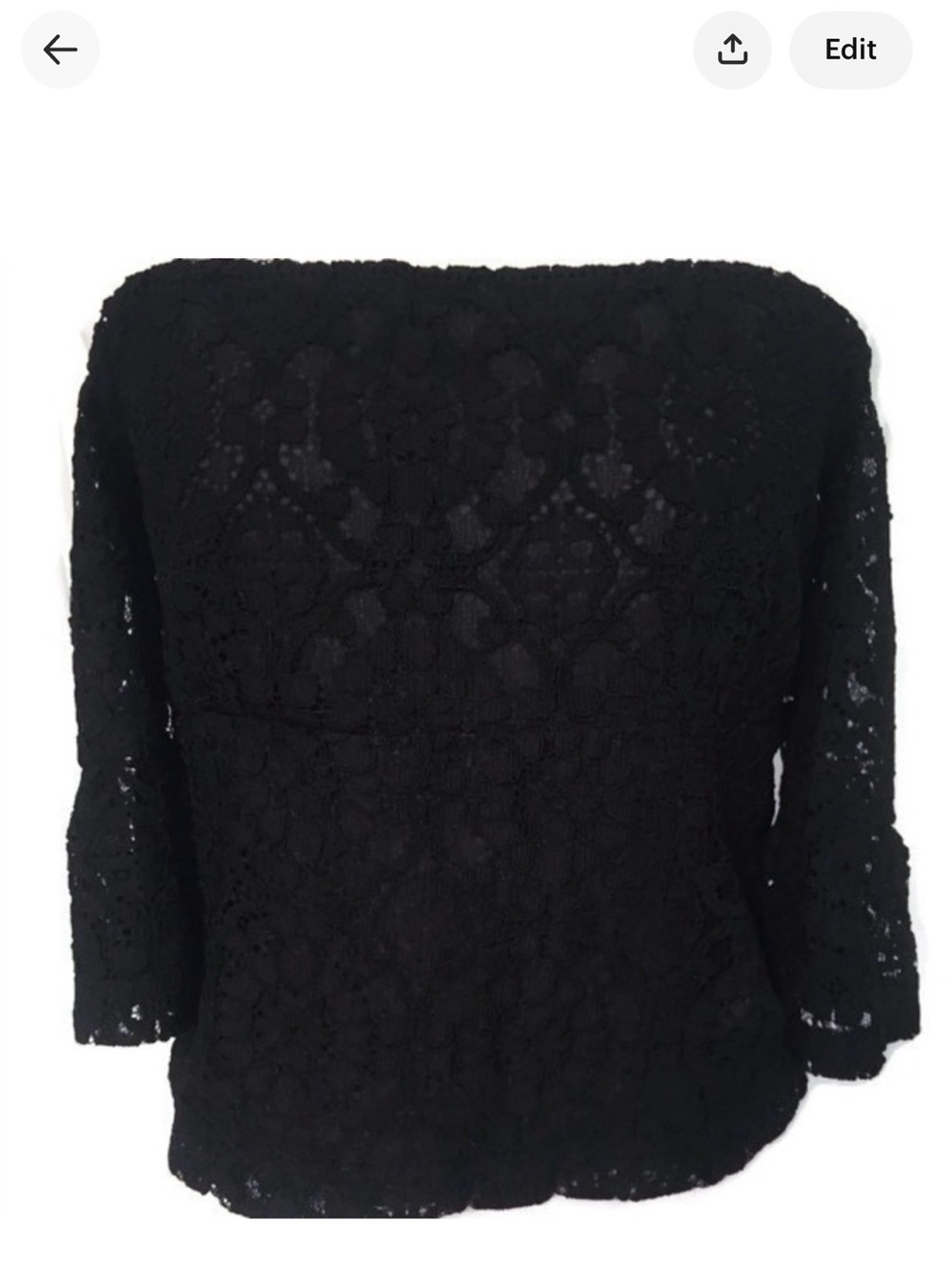 ZARA TOP CROPPED BLACK LACE OFF SHOULDER SMALL